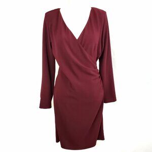 Vintage Y2K Positive Attitude Plunging Neckline Long Sleeve Faux Wrap Mini Dress